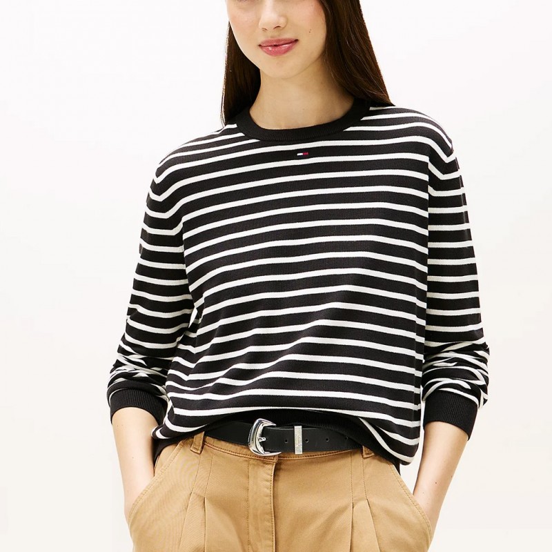 Πουλόβερ με ρίγες TJW essential crew Black Tommy jeans