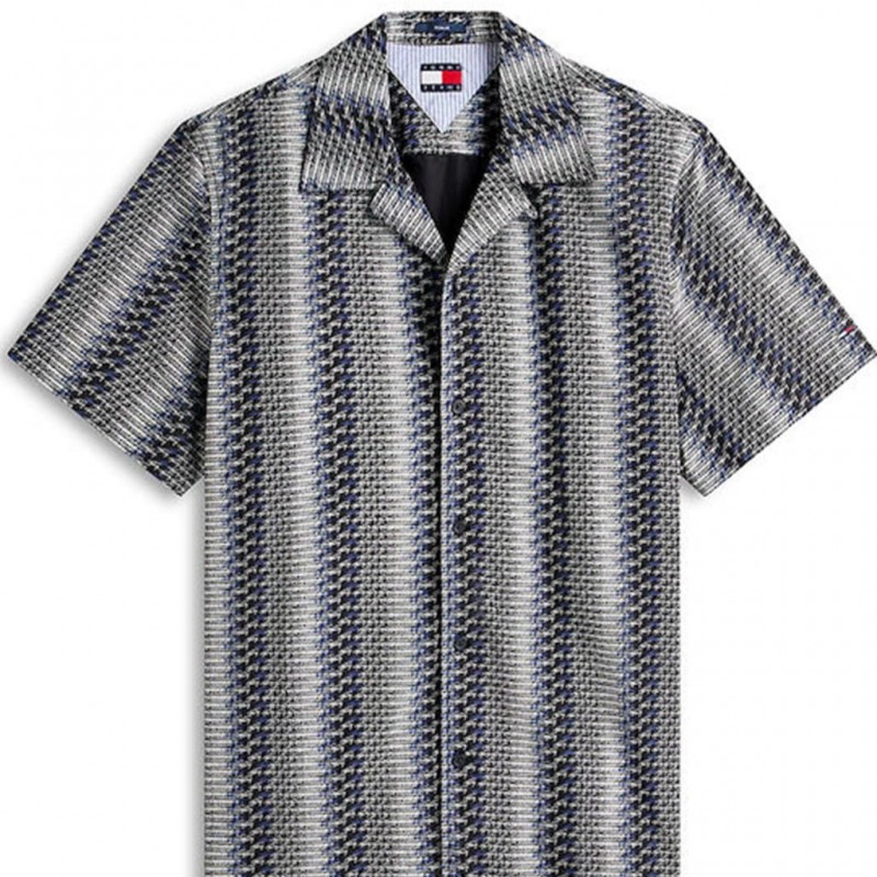 Πουκάμισο με κοντό μανίκι TJM AOP CAMP Black Tommy jeans