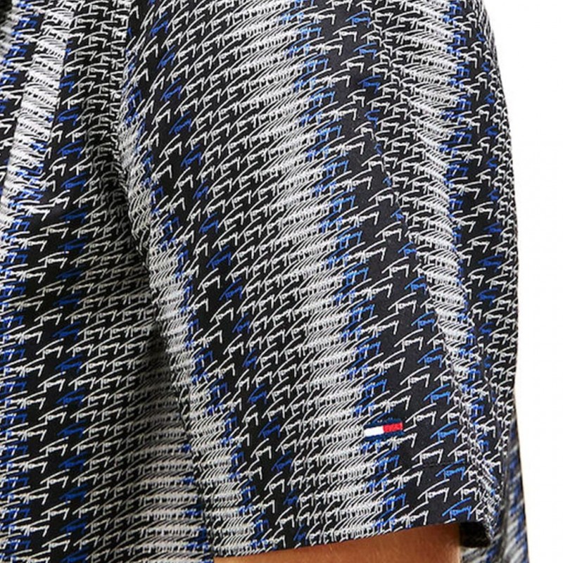 Πουκάμισο με κοντό μανίκι TJM AOP CAMP Black Tommy jeans