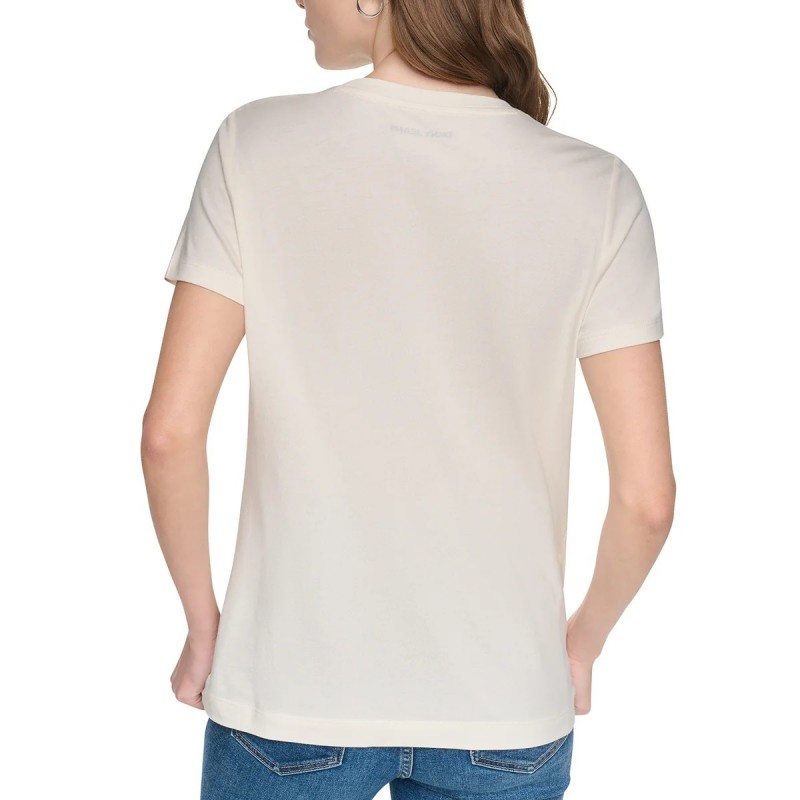 Μπλούζα με κοντό μανίκι sequin stacked Ecru DKNY