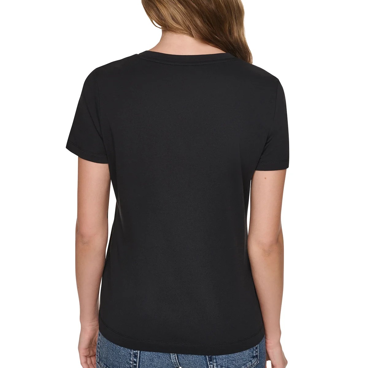 Μπλούζα με κοντό μανίκι sequin stacked Black DKNY