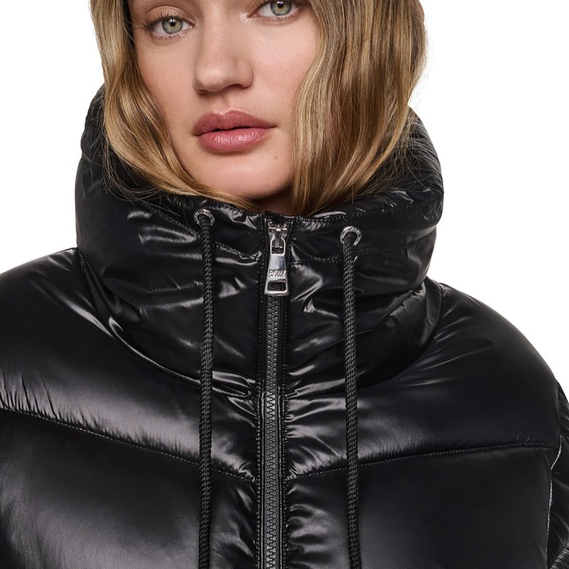 Μπουφάν puffer quilted with drama collar Black DKNY