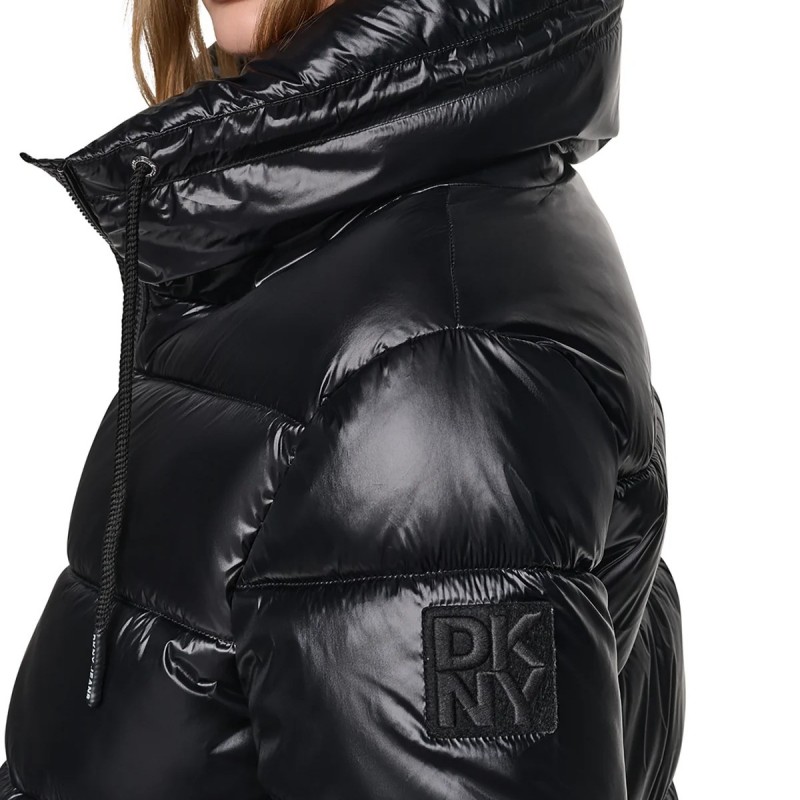 Μπουφάν puffer quilted with drama collar Black DKNY