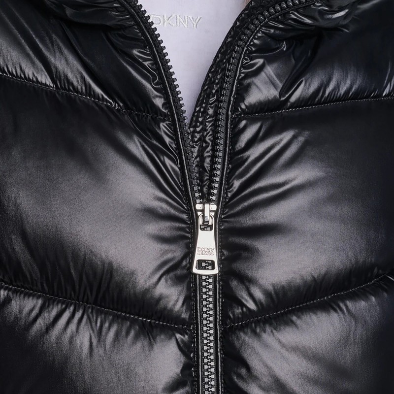 Μπουφάν puffer quilted with drama collar Black DKNY
