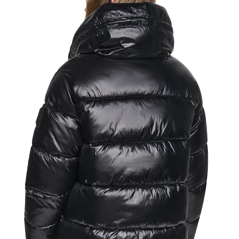 Μπουφάν puffer quilted with drama collar Black DKNY