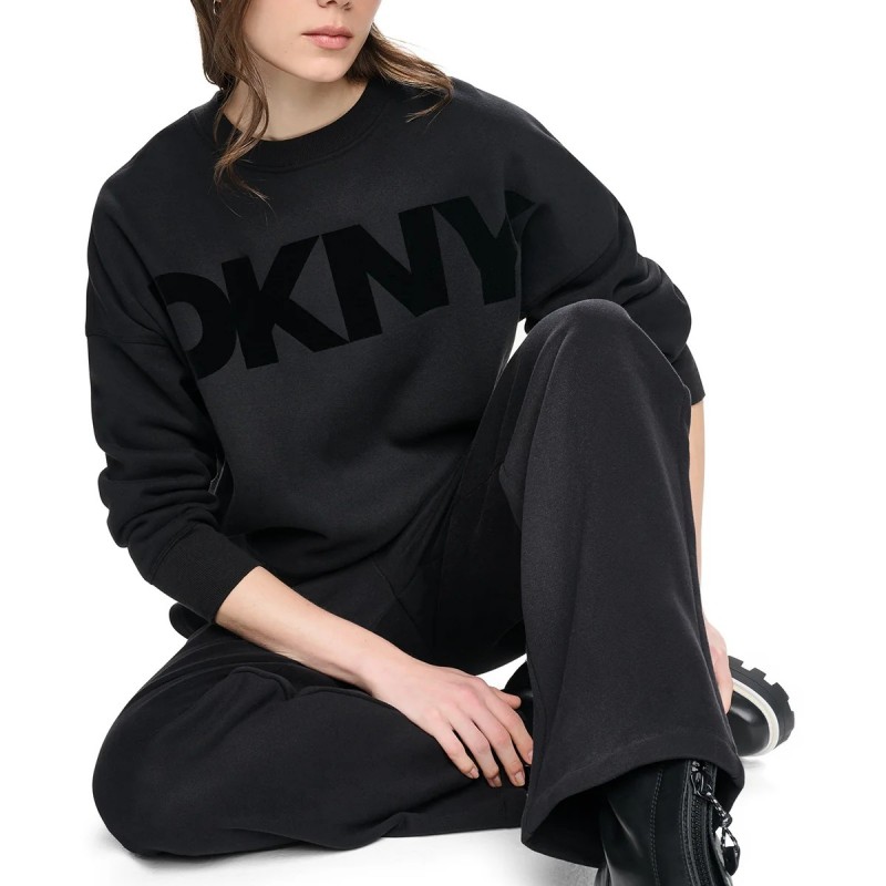 Φούτερ flocked varsity logo Black DKNY