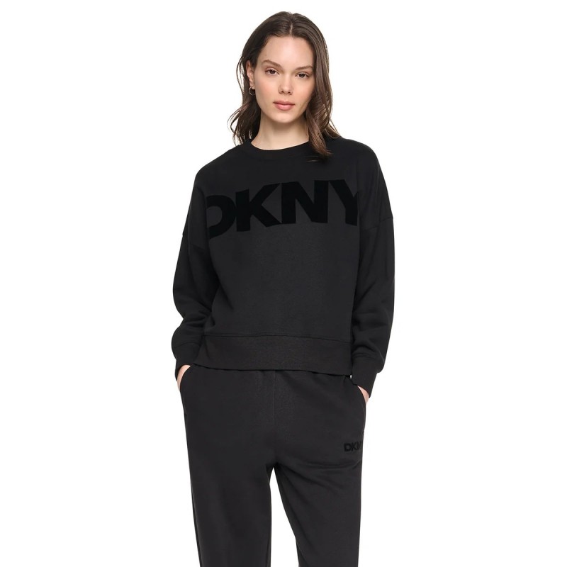 Φούτερ flocked varsity logo Black DKNY