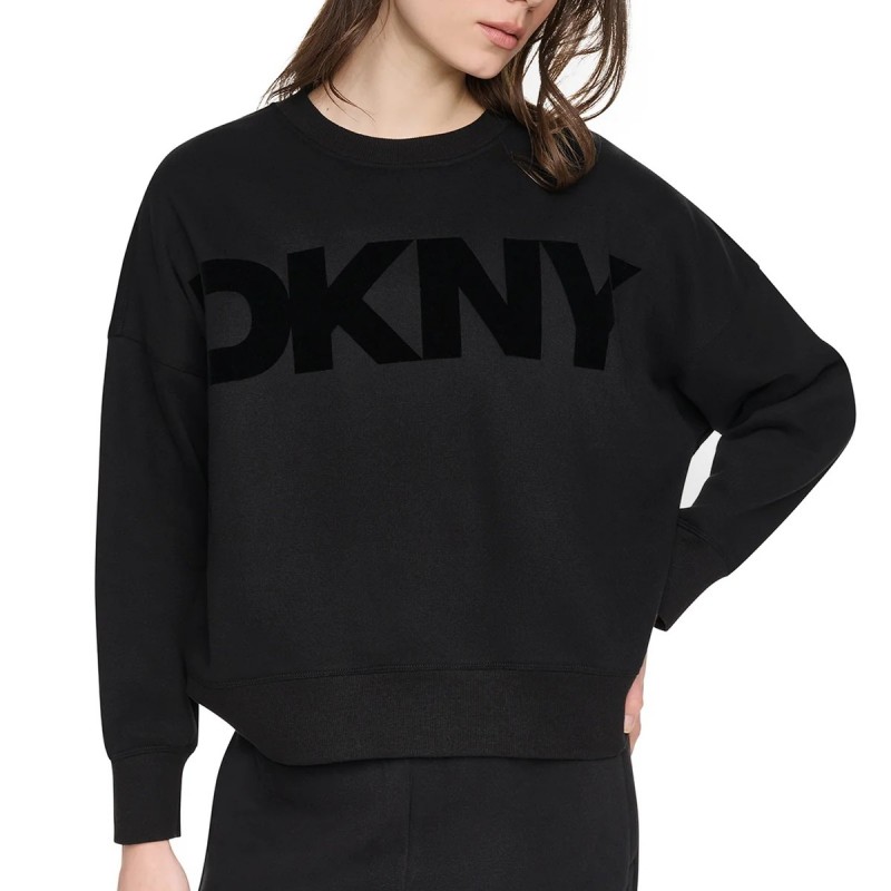 Φούτερ flocked varsity logo Black DKNY