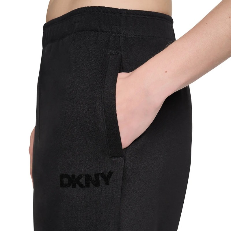 Παντελόνι φόρμας  high rise flocked logo Black DKNY