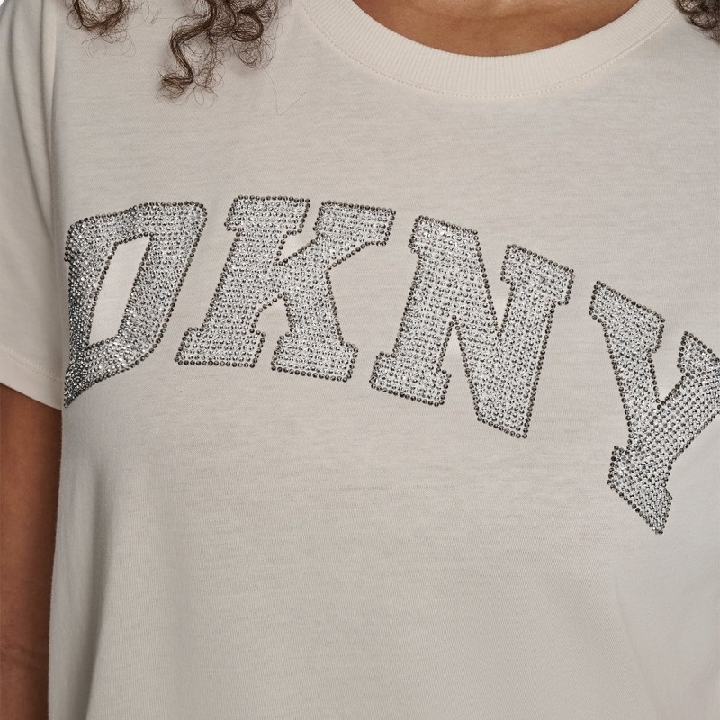 Μπλούζα με κοντό μανίκι logo varsity Ecru DKNY