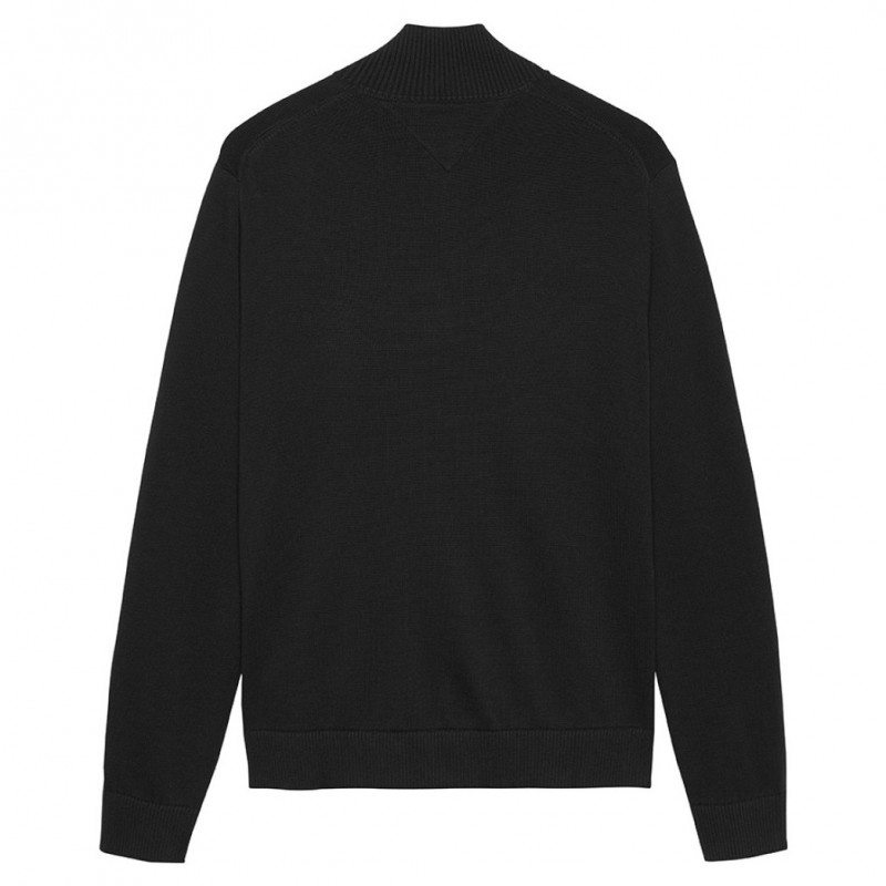 Πουλόβερ ανδρικό με φερμουάρ 1/4 ess light Black Tommy jeans