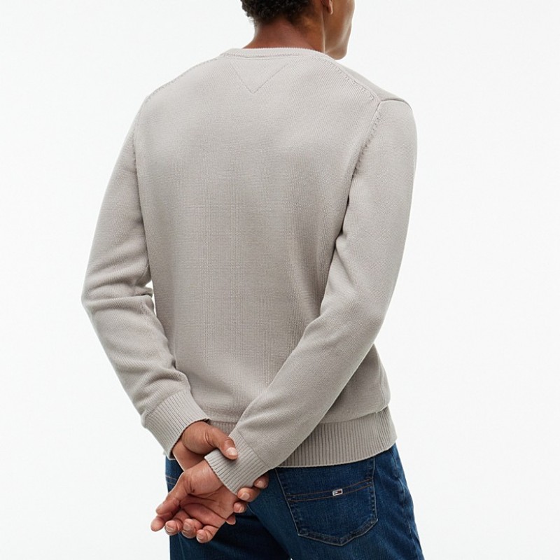 Πουλόβερ ανδρικό TJM Flag Textured Slim Jumper Stone Tommy jeans