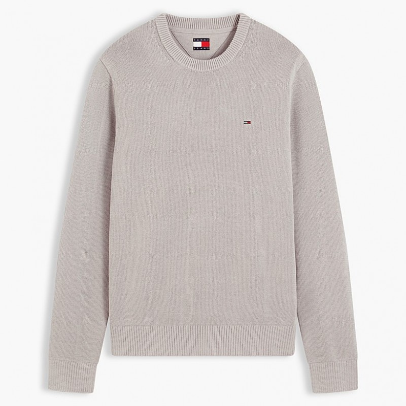 Πουλόβερ ανδρικό TJM Flag Textured Slim Jumper Stone Tommy jeans