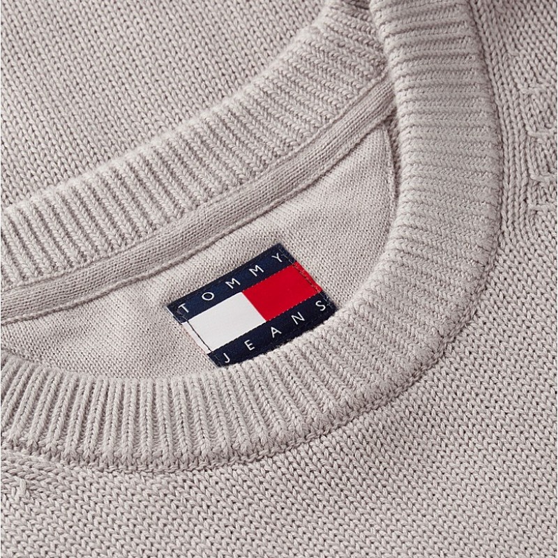 Πουλόβερ ανδρικό TJM Flag Textured Slim Jumper Stone Tommy jeans