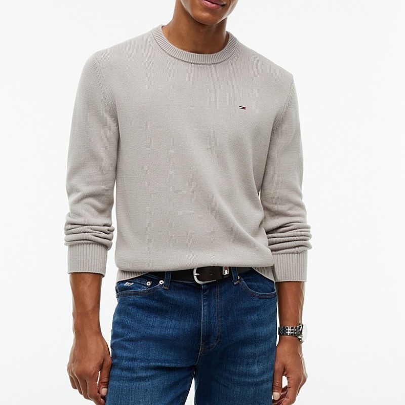 Πουλόβερ ανδρικό TJM Flag Textured Slim Jumper Stone Tommy jeans