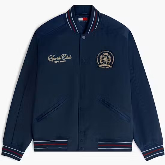 Μπουφάν Crest Patch Relaxed Satin Bomber Blue Tommy jeans