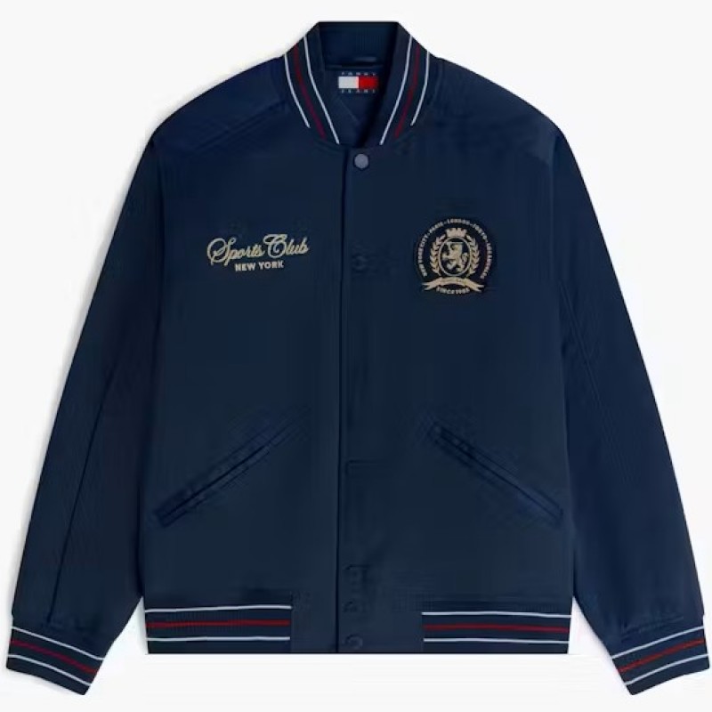 Μπουφάν Crest Patch Relaxed Satin Bomber Blue Tommy jeans