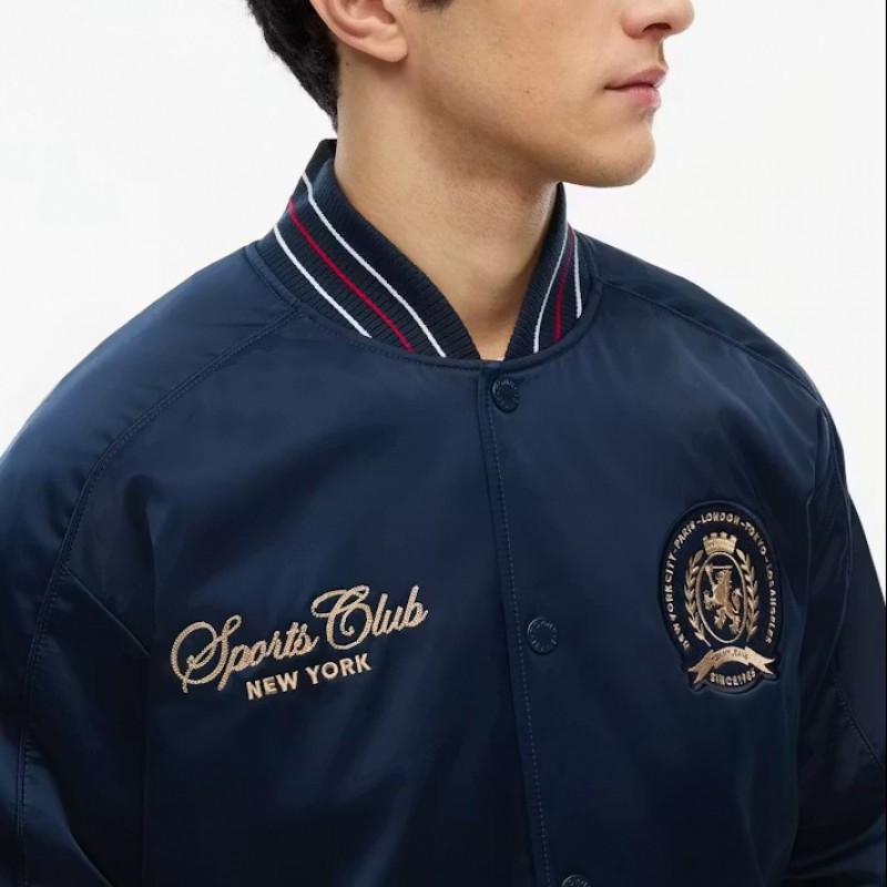 Μπουφάν Crest Patch Relaxed Satin Bomber Blue Tommy jeans