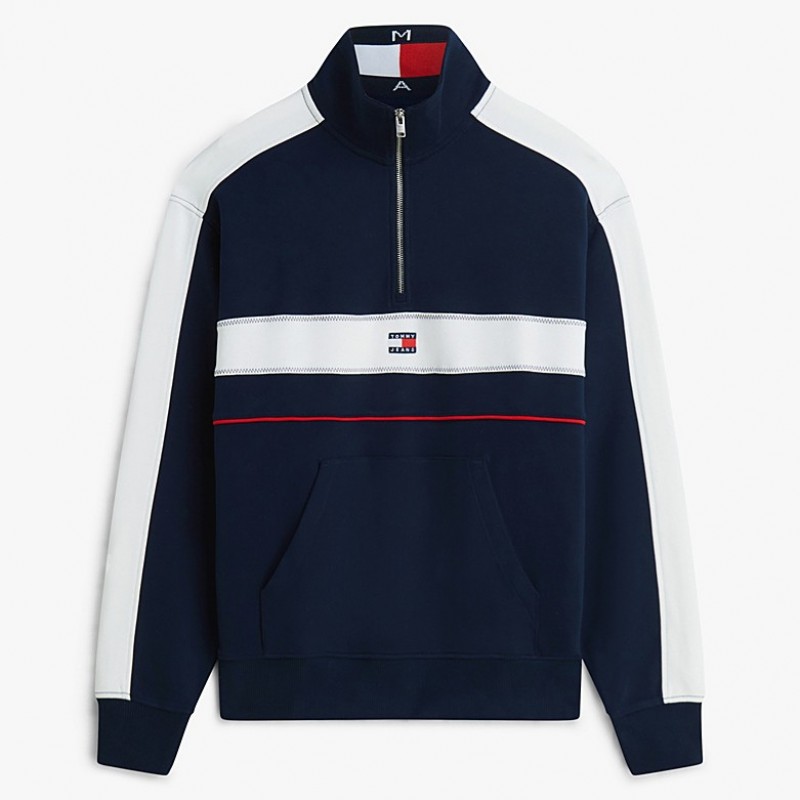 Μπλούζα με μακρύ μανίκι και φερμουάρ 1/4 TJM Cblock Blue Tommy jeans