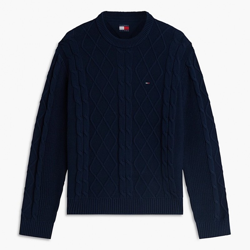 Πλεκτό πουλόβερ flag cable knit Blue Tommy jeans
