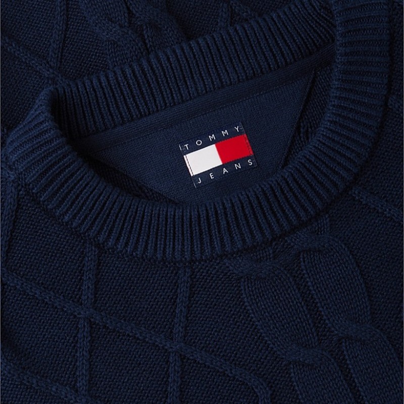 Πλεκτό πουλόβερ flag cable knit Blue Tommy jeans