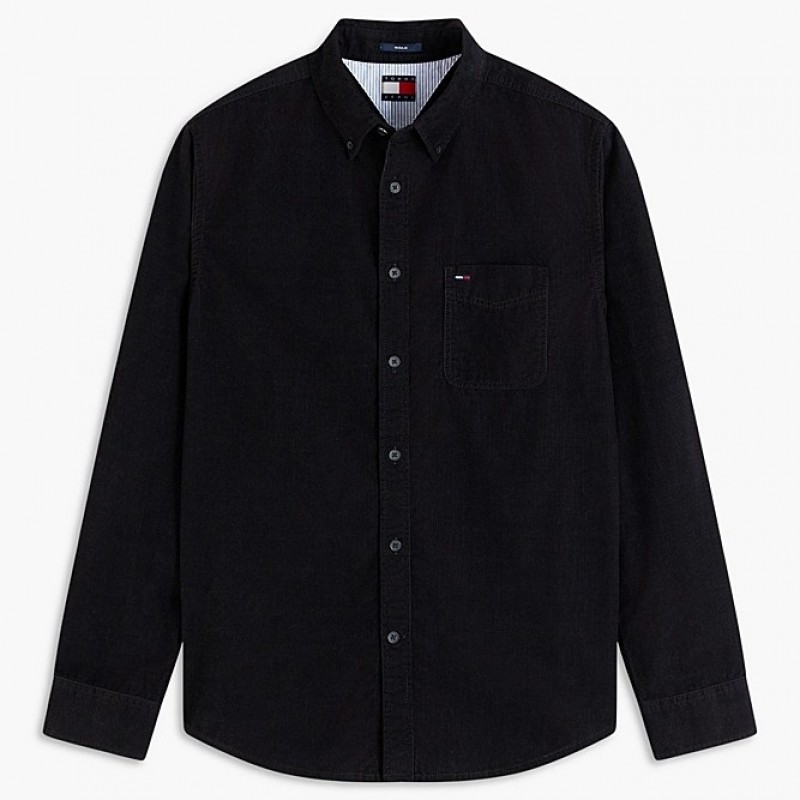 Πουκάμισο κοτλέ Regular Fit Button-Down Corduroy Black Tommy jeans
