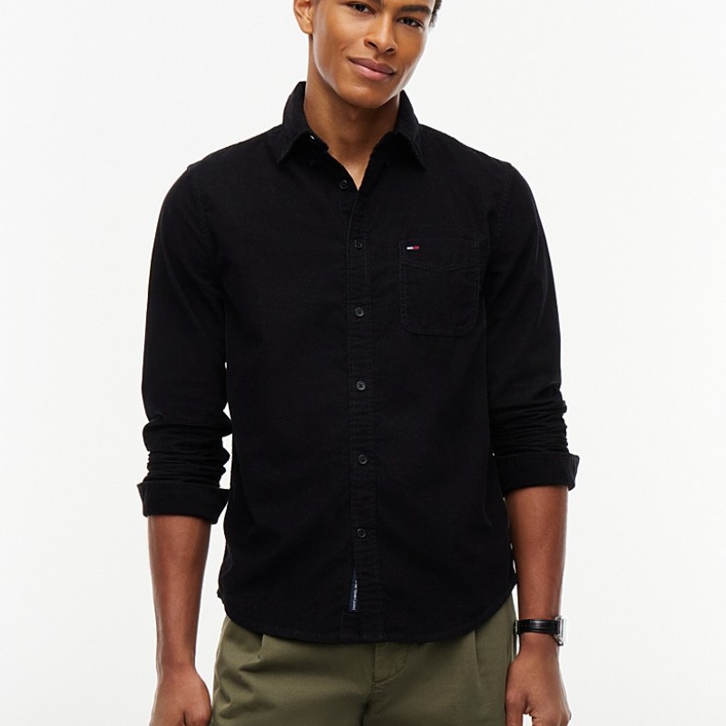 Πουκάμισο κοτλέ Regular Fit Button-Down Corduroy Black Tommy jeans