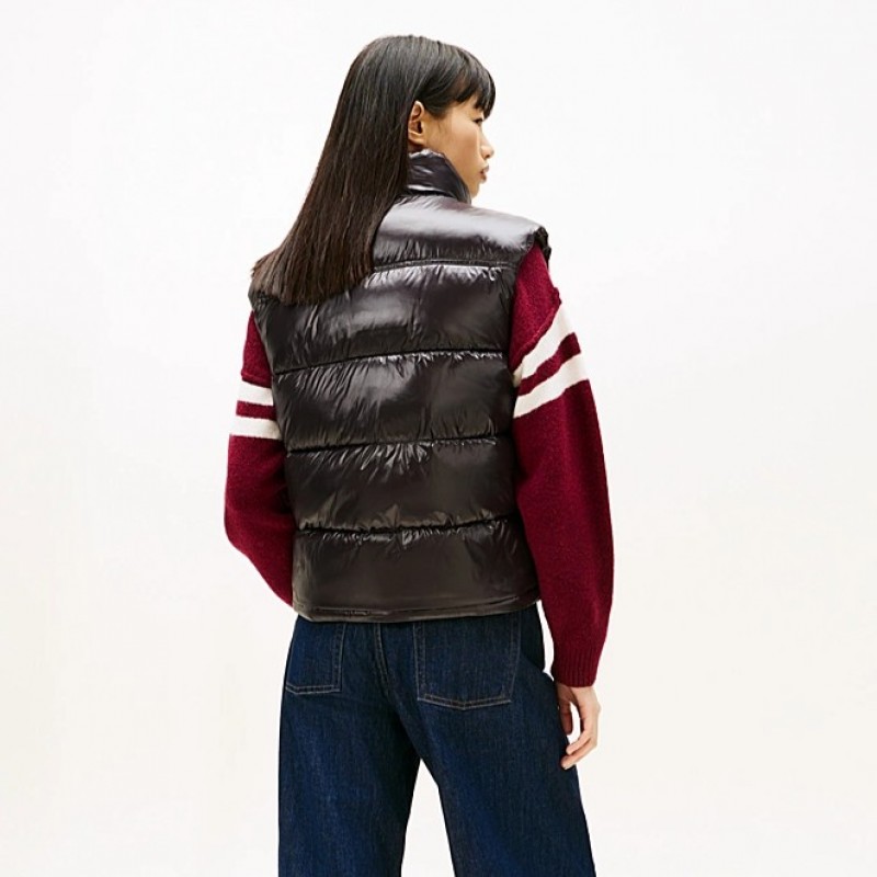 Μπουφάν αμάνικο Puffer vest shiny Black Tommy jeans