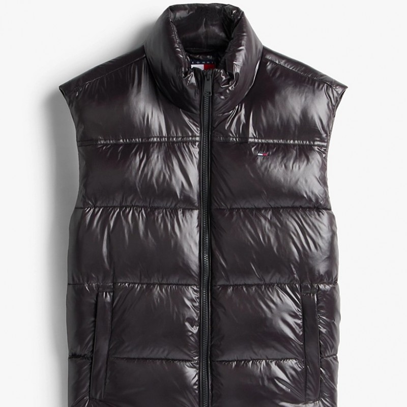 Μπουφάν αμάνικο Puffer vest shiny Black Tommy jeans