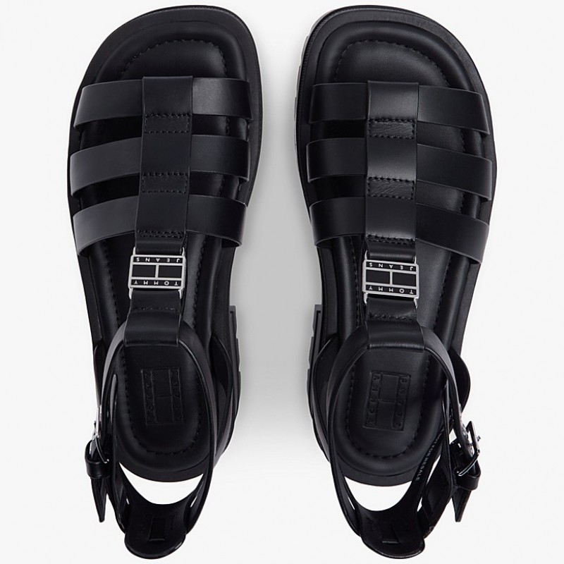 Σανδάλια Fisherman leather Max Black Tommy jeans