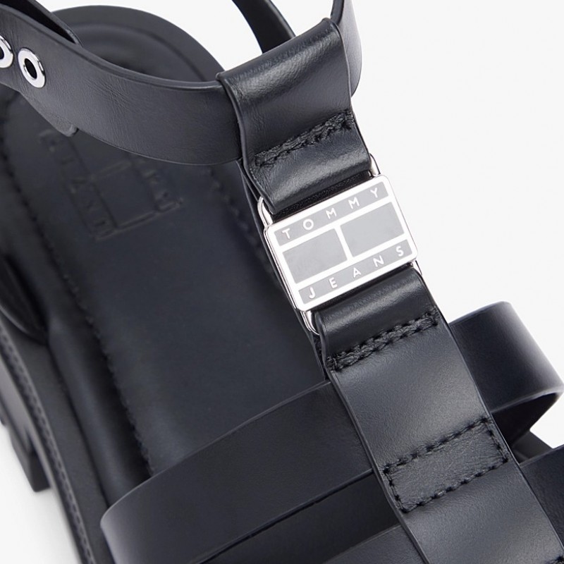 Σανδάλια Fisherman leather Max Black Tommy jeans