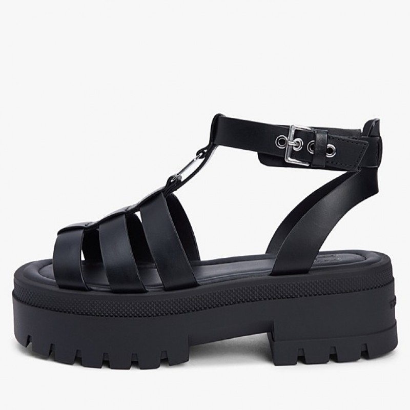 Σανδάλια Fisherman leather Max Black Tommy jeans