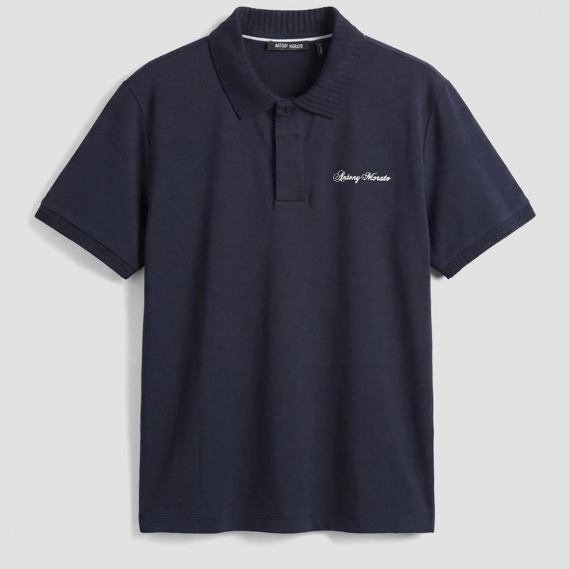 Μπλούζα με κοντό μανίκι polo Blue Antony Morato