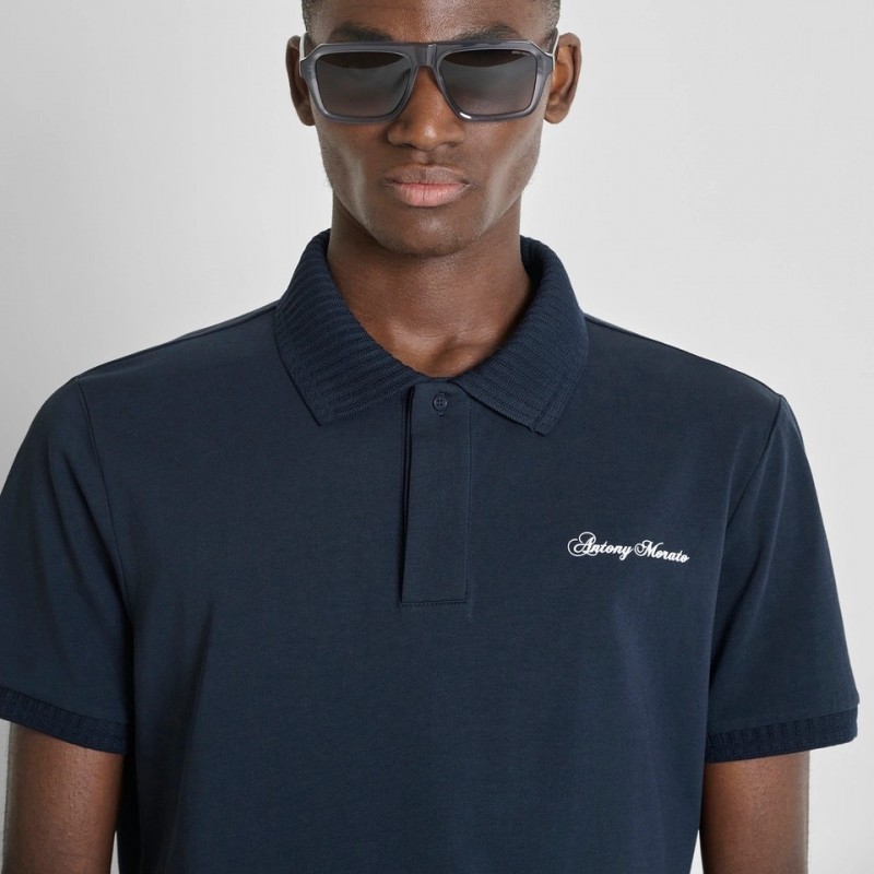 Μπλούζα με κοντό μανίκι polo Blue Antony Morato