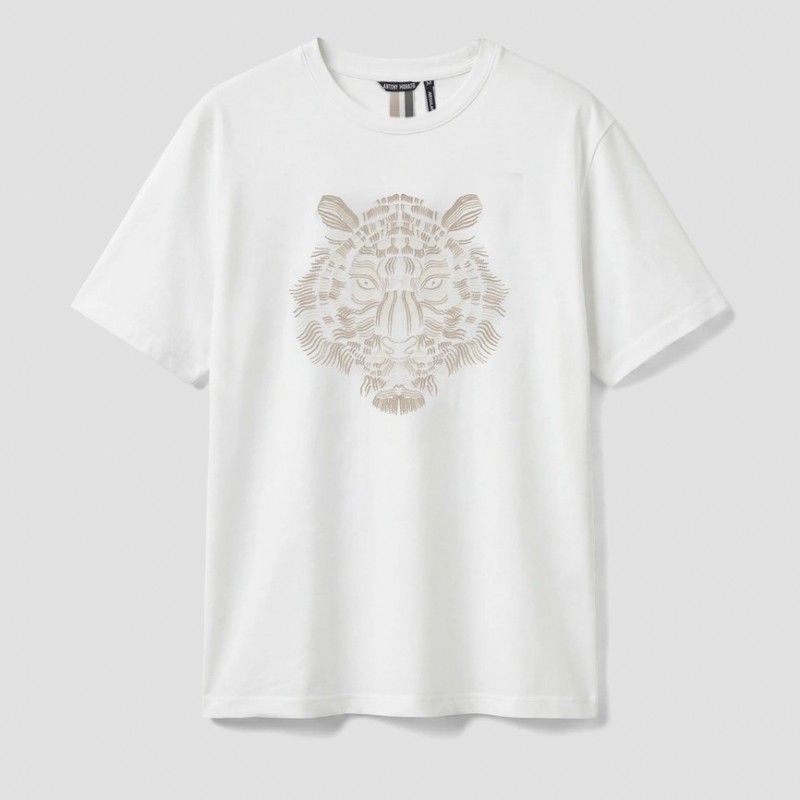 Μπλούζα με κοντό μανίκι Jersey Tiger print White Antony Morato