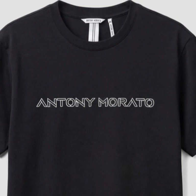 Μπλούζα με κοντό μανίκι Jersey with logo Black Antony Morato