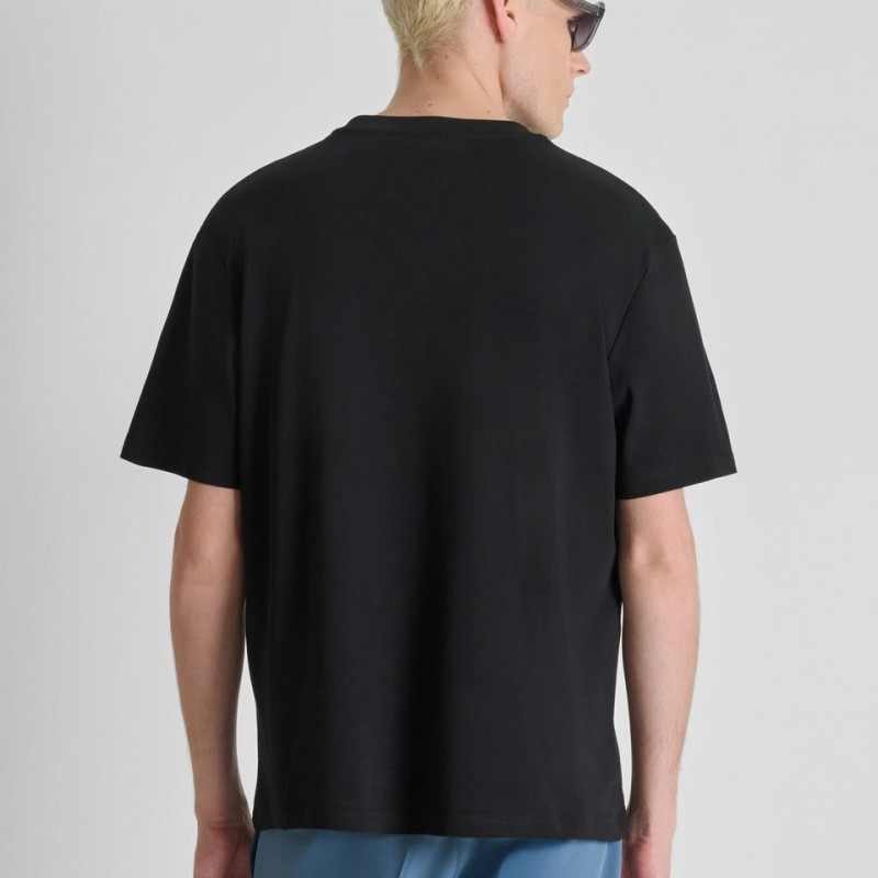 Μπλούζα με κοντό μανίκι Jersey rubber logo Black Antony Morato