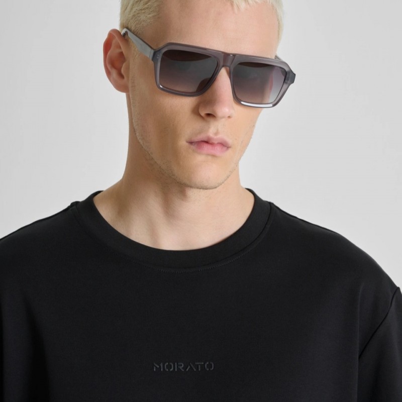Μπλούζα με κοντό μανίκι Jersey rubber logo Black Antony Morato