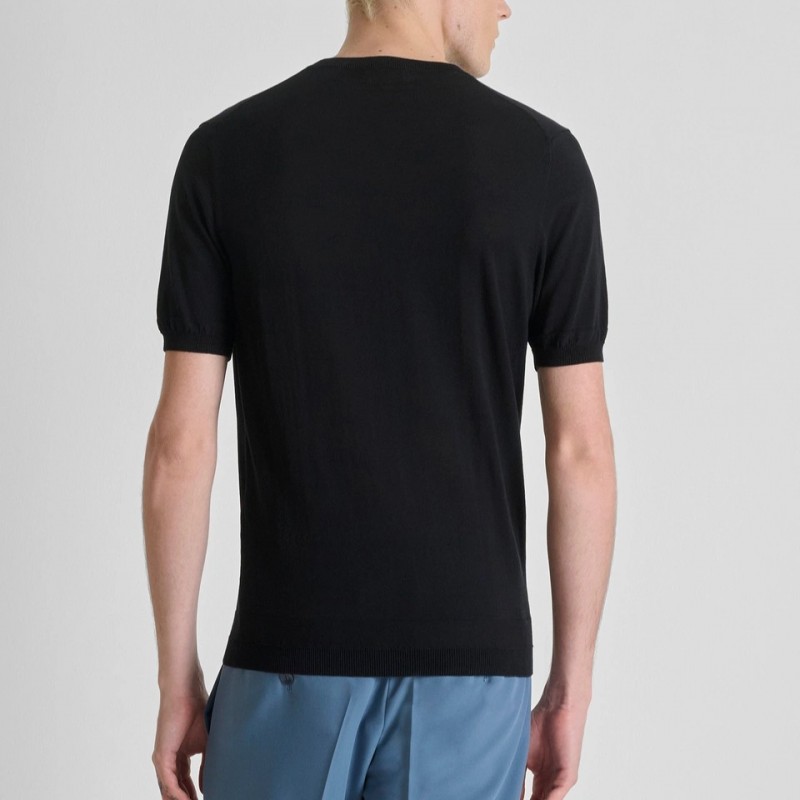 Μπλούζα με κοντό μανίκι πλεκτή Black Antony Morato