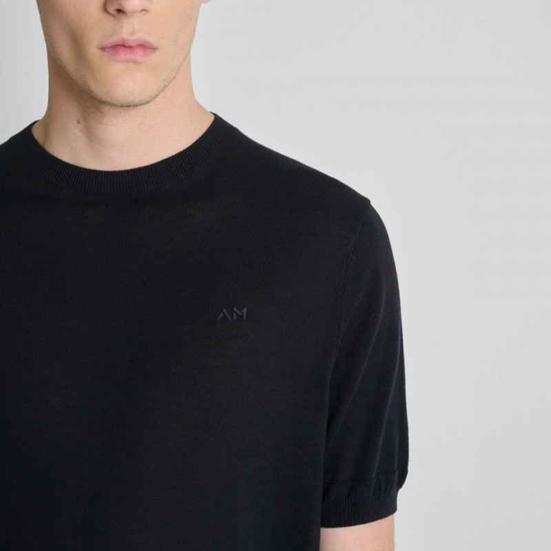 Μπλούζα με κοντό μανίκι πλεκτή Black Antony Morato