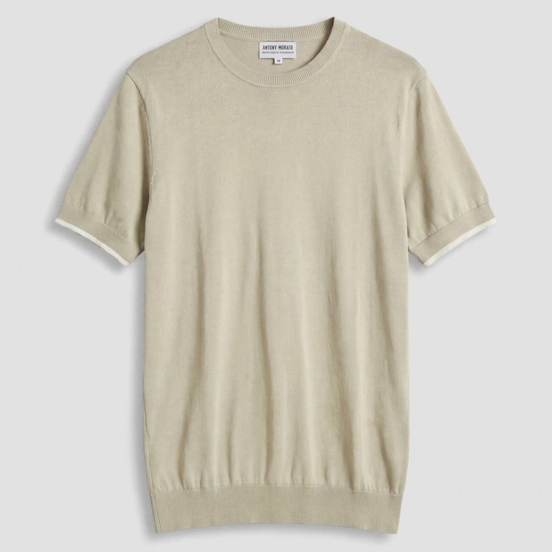 Μπλούζα με κοντό μανίκι πλεκτή Beige Antony Morato
