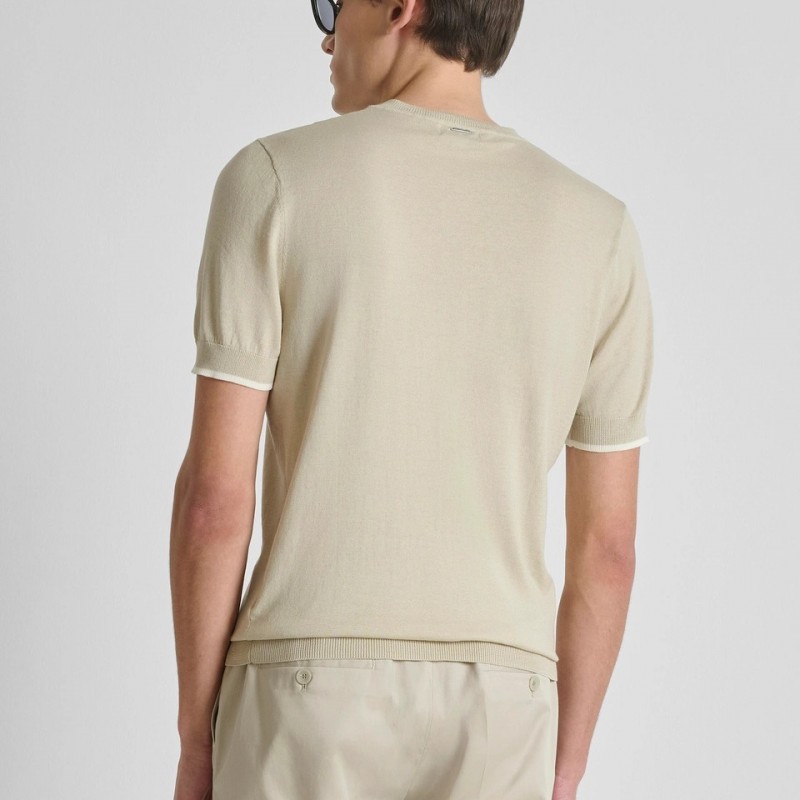 Μπλούζα με κοντό μανίκι πλεκτή Beige Antony Morato