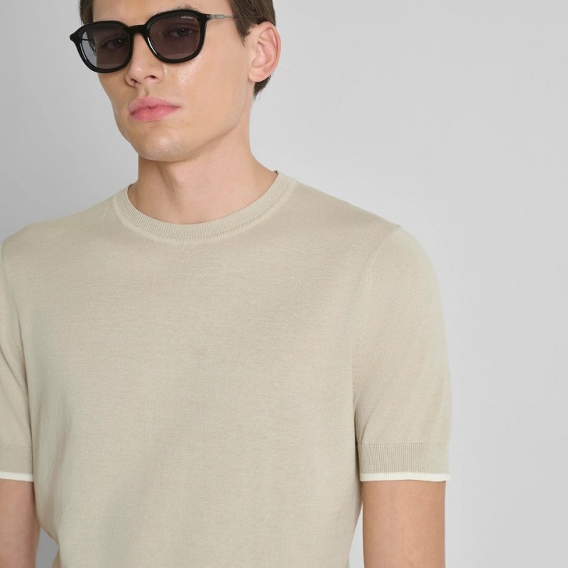 Μπλούζα με κοντό μανίκι πλεκτή Beige Antony Morato