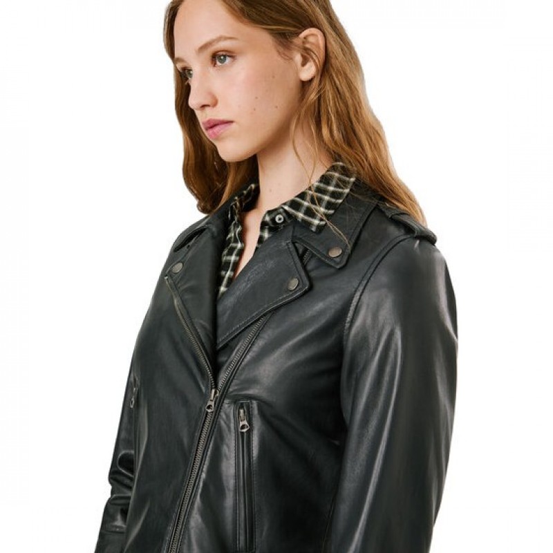 Μπουφάν δερμάτινο Silvia Black Pepe jeans