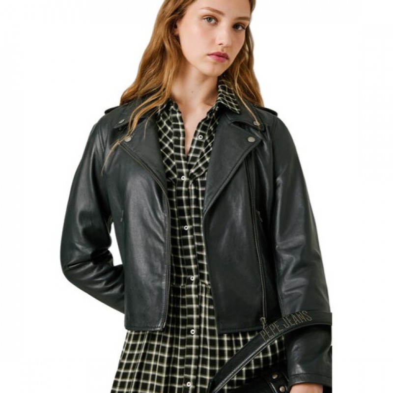 Μπουφάν δερμάτινο Silvia Black Pepe jeans