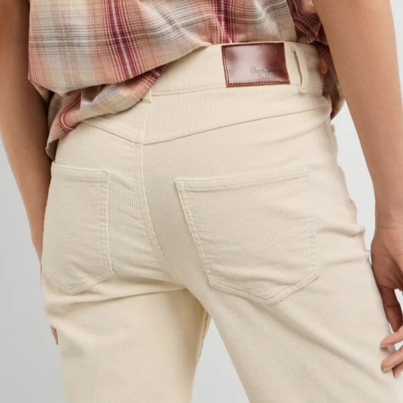 Παντελόνι κοτλέ σε φαρδιά γραμμή Willa flare Ecru Pepe jeans