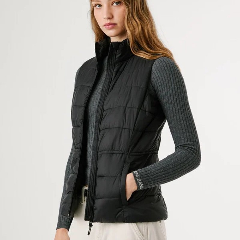 Μπουφάν αμάνικο Sally vest Black Pepe jeans