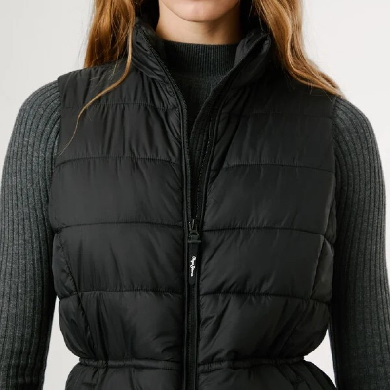 Μπουφάν αμάνικο Sally vest Black Pepe jeans
