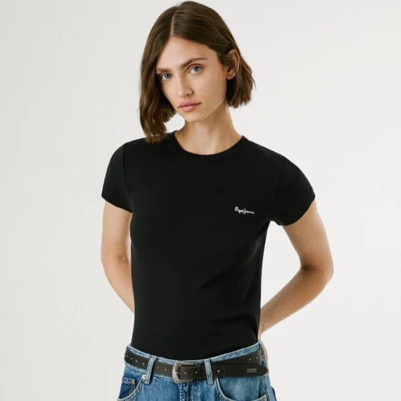 Μπλούζα με κοντό μανίκι Merida Black Pepe jeans