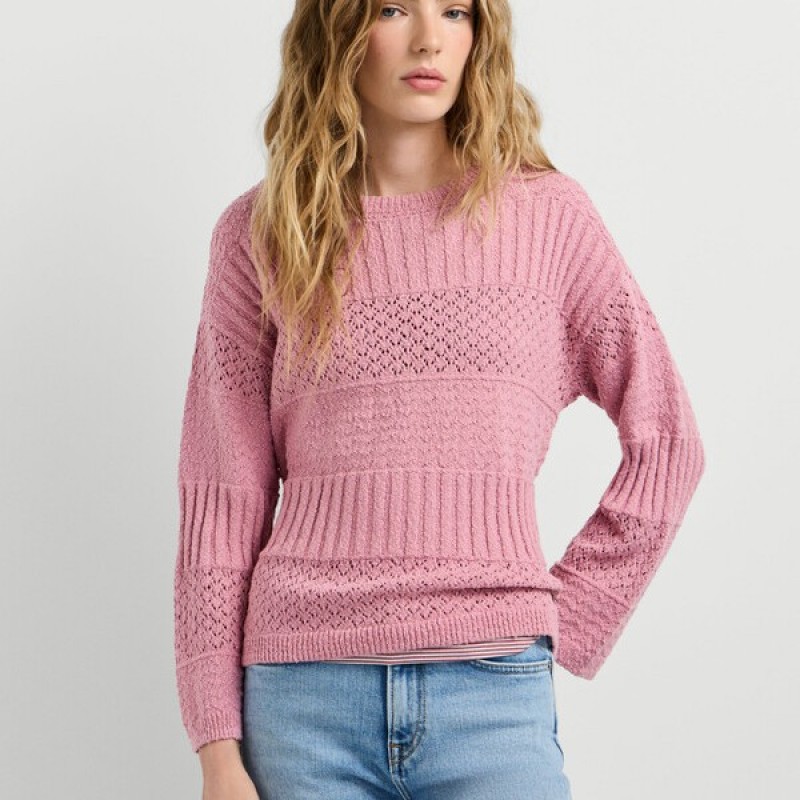 Μπλούζα πλεκτή crochet jumper Alaya Pink Pepe jeans